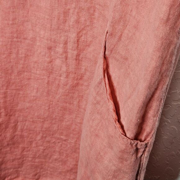 Lungo L’Arno Sleeveless Coral Pink Linen Dress Italy Boho Size‎ Large - Picture 3 of 6